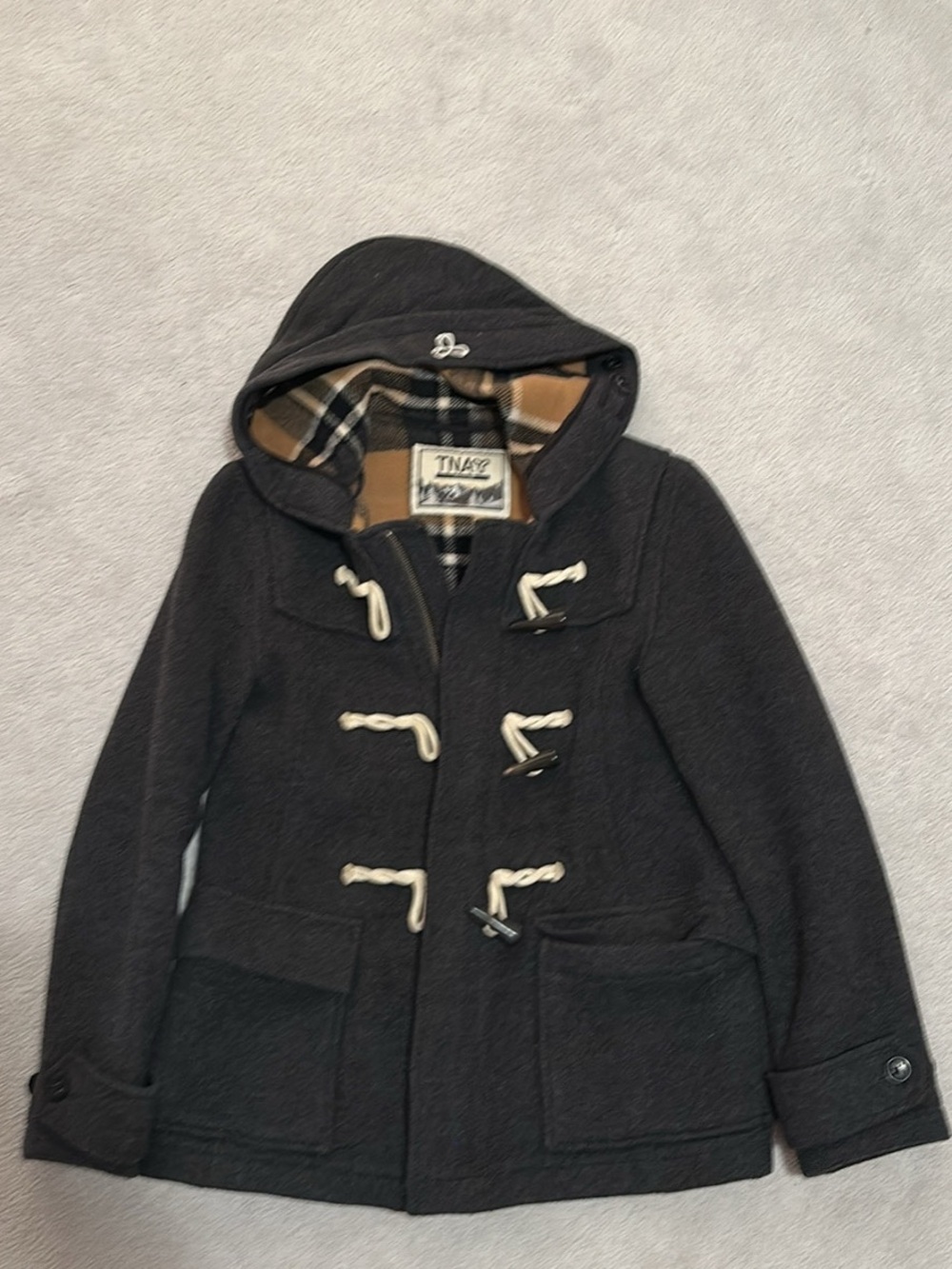 TNA Charcoal Hooded Toggle Pea Coat